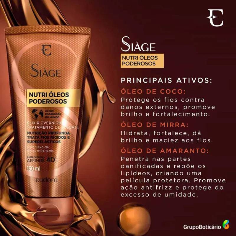 Elixir Capilar Tratamento Overnight Siàge Nutri Óleos Poderosos 150ml - BeautysBrasil